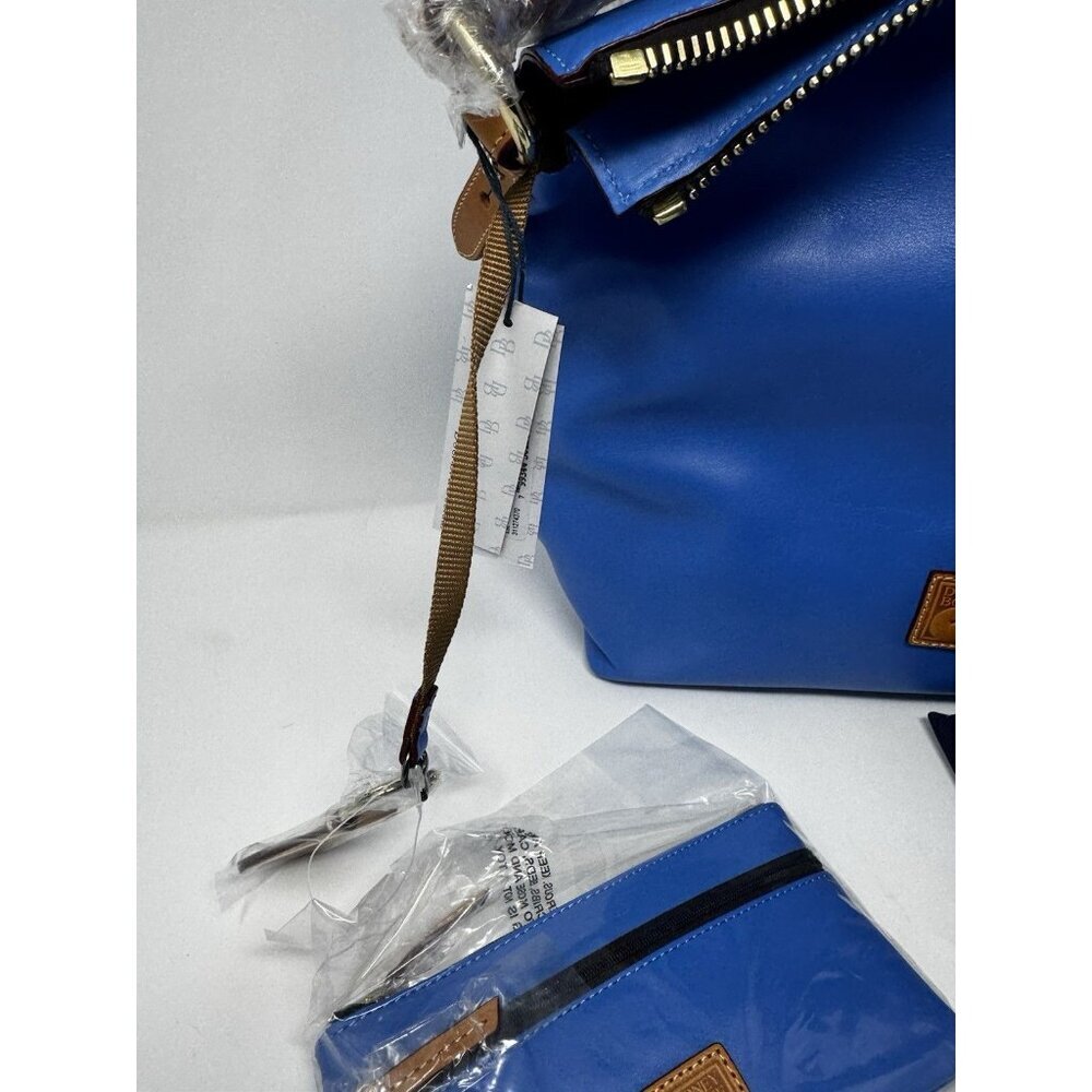 Dooney Bourke Hobo Shoulder Bag Ice Blue Smooth Leather McKenzie Tassels - Picture 12 of 16
